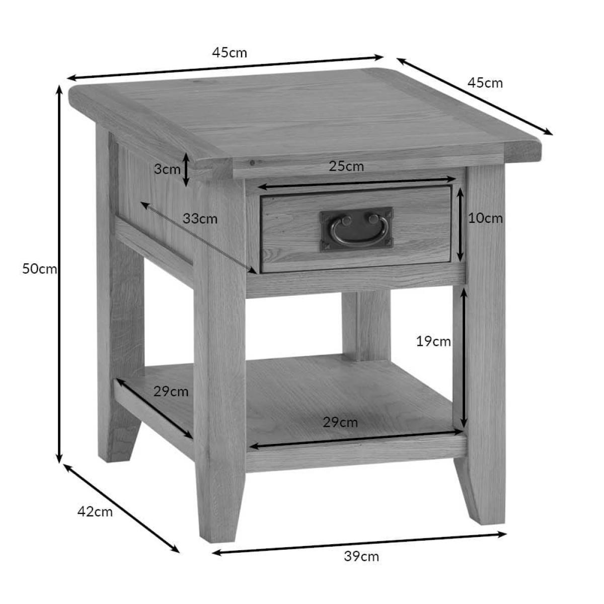 Rustic Oak 1 Drawer Large Lamp Table – image 10