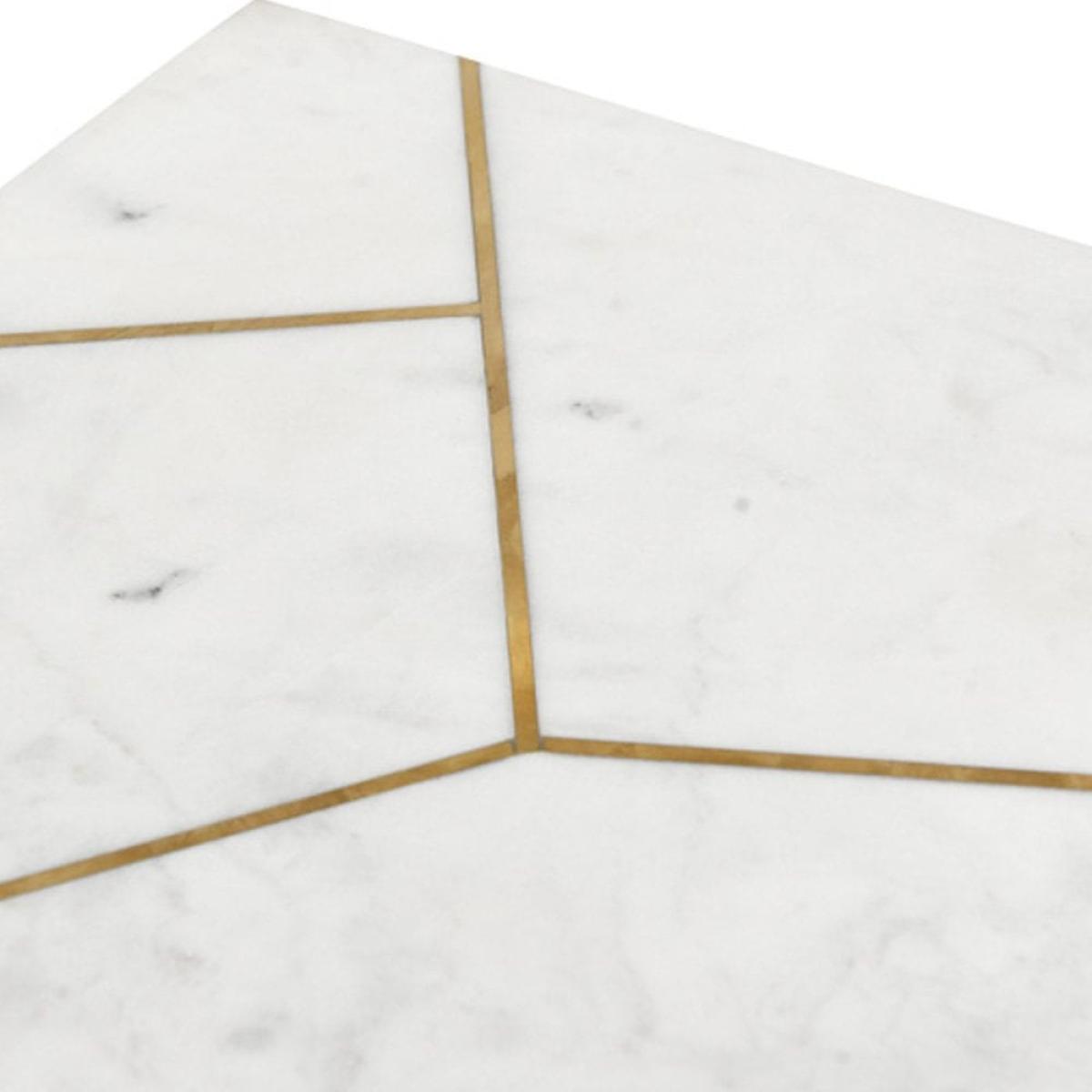 Fontana Side Table, White Marble & Brass – image 3