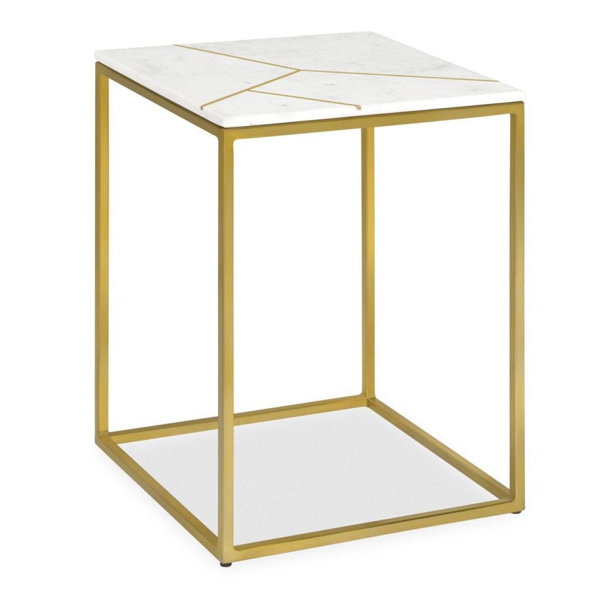 Fontana Side Table, White Marble & Brass – image 4