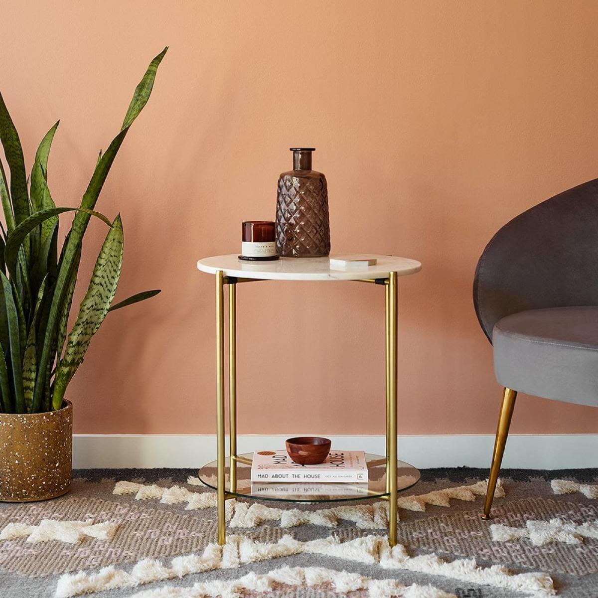 Clarance Side Table, White Marble & Black – image 2
