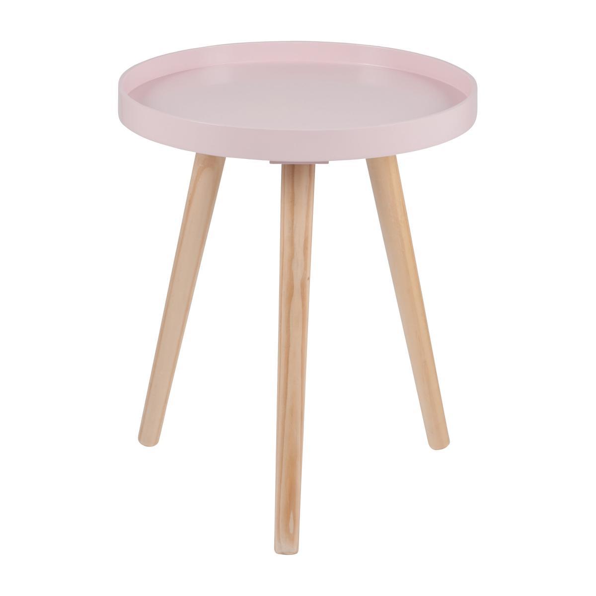 Pacific Halston Natural Pine Wood Small Side Table Pink – image 2