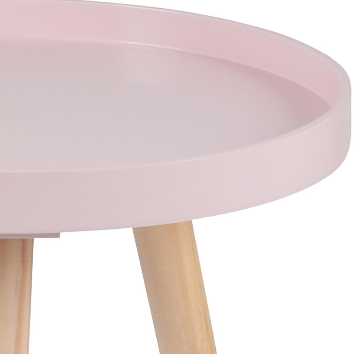 Pacific Halston Natural Pine Wood Small Side Table Pink – image 4