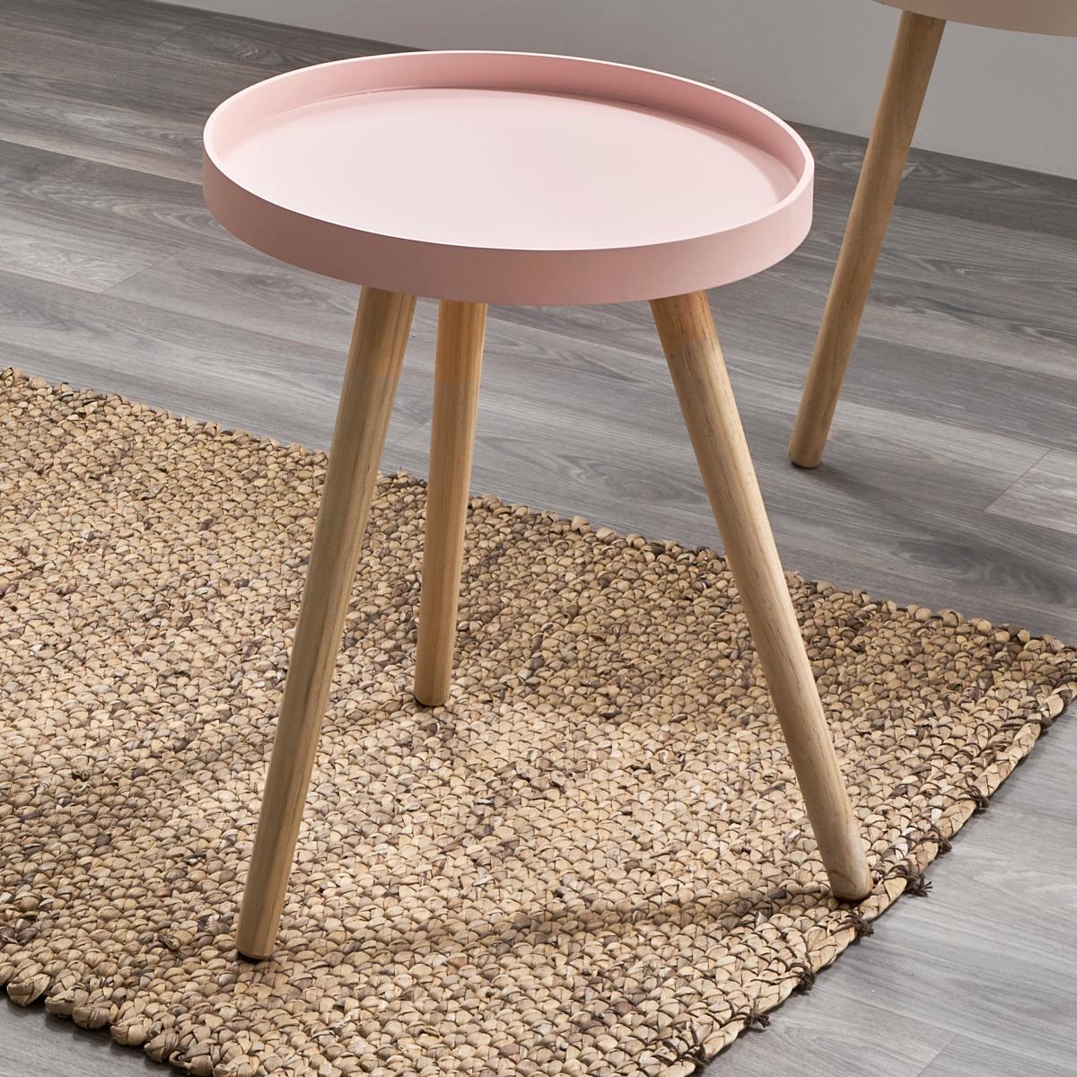 Pacific Halston Natural Pine Wood Small Side Table Pink – image 1