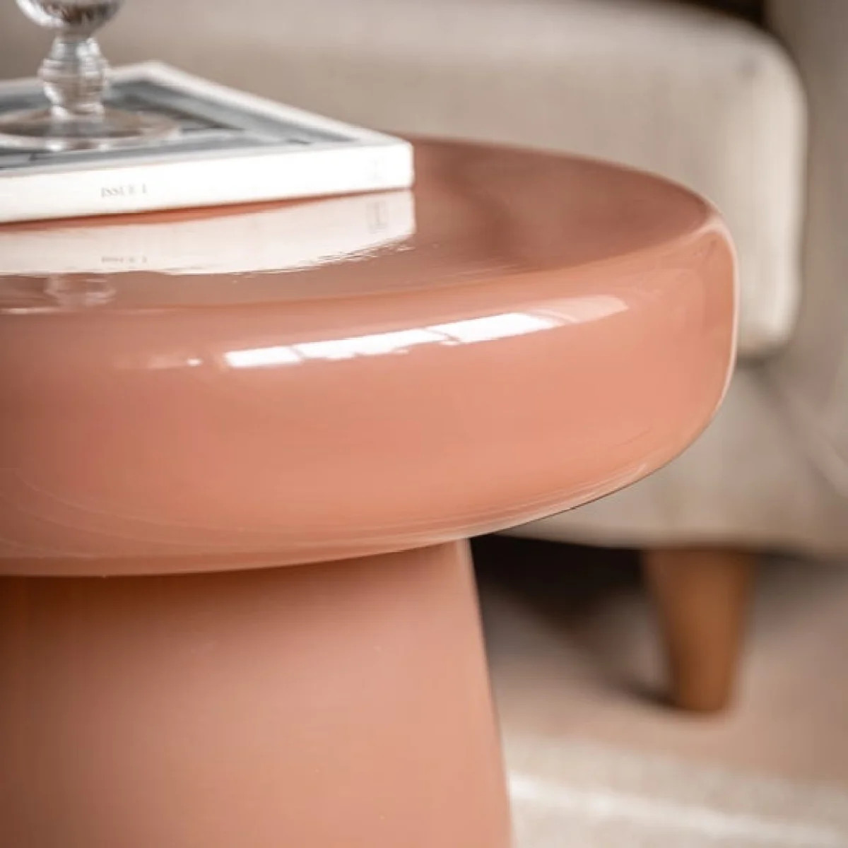 Return - Ambrose Side Table, Coral & Glass – image 2