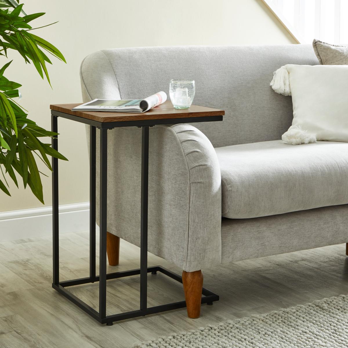 Charlie Rustic Wood Effect Side Table Brown – image 1