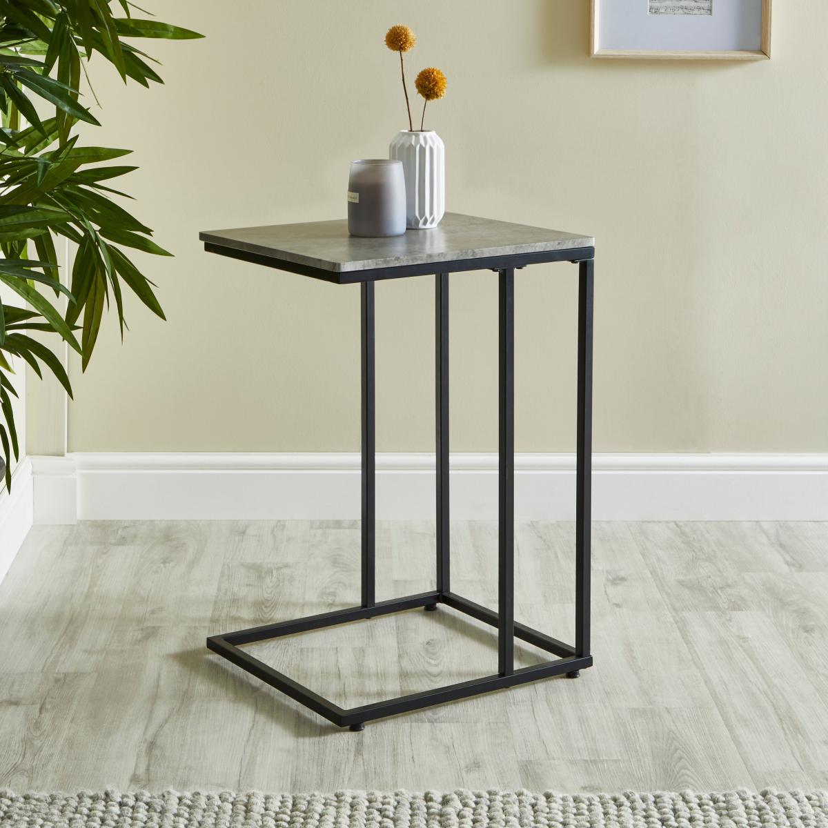 Charlie Concrete Effect Side Table Grey – image 3
