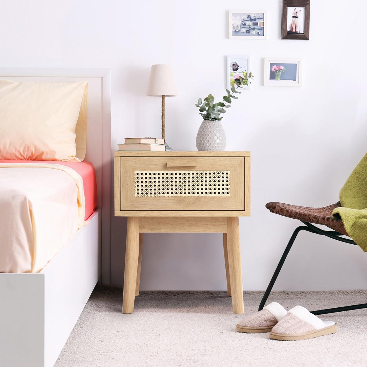 Java 1 Drawer Side Table, Light Oak Light Oak – image 1