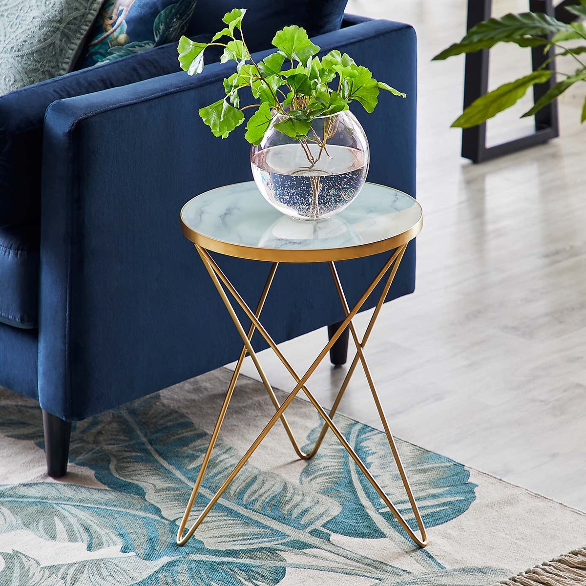 Lexi White Marble Effect Side Table White – image 2