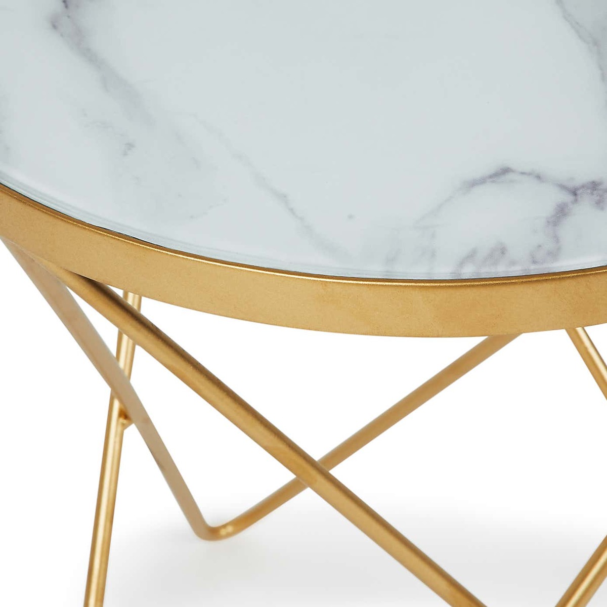Lexi White Marble Effect Side Table White – image 3
