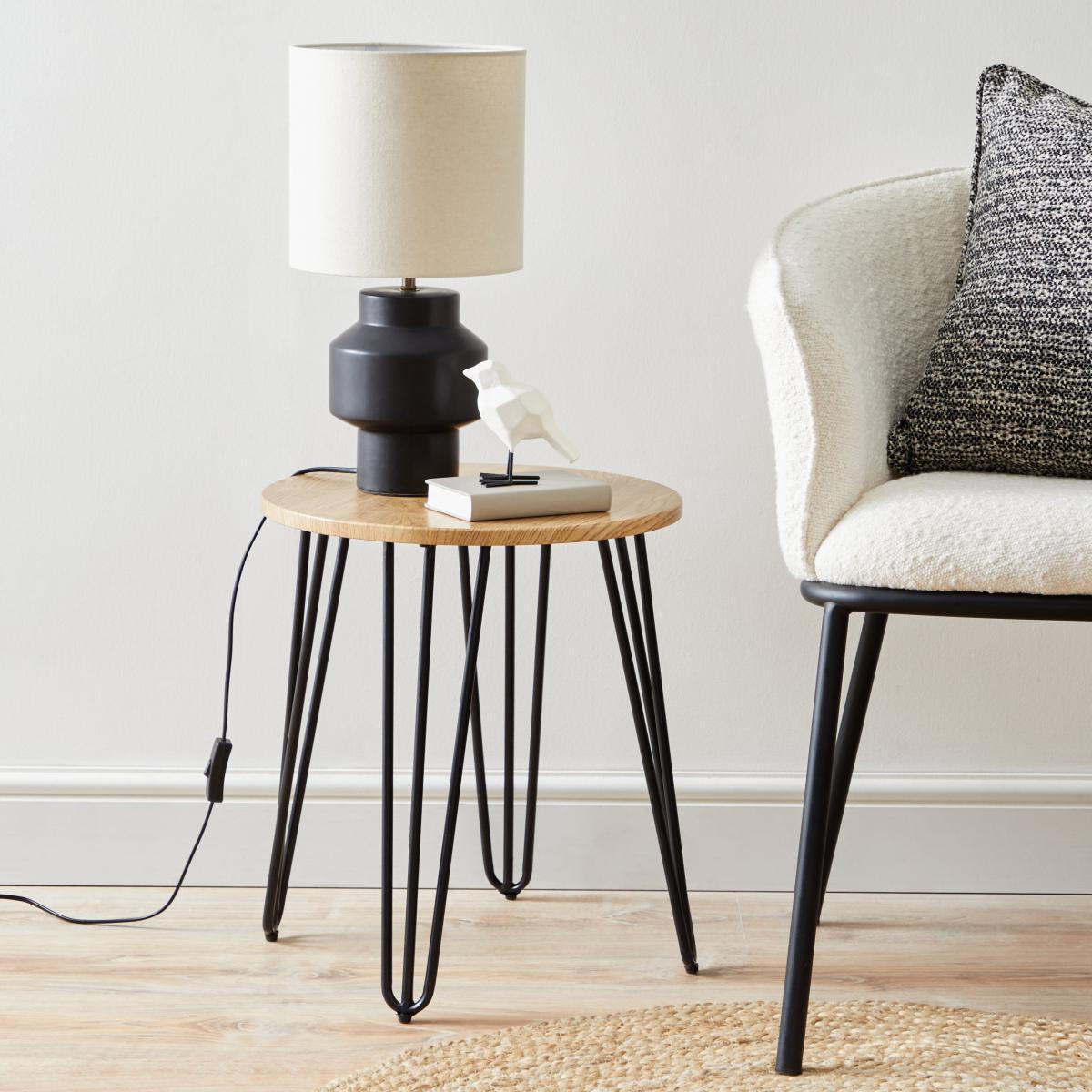Bella Oak Effect Round Side Table Light Oak – image 1