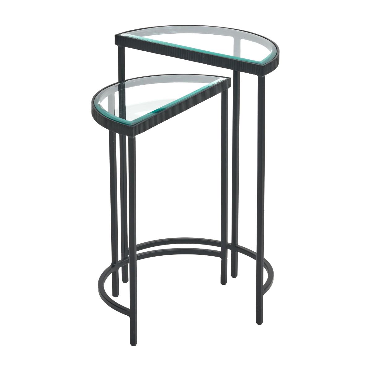 Marazzi Half Moon Side Tables, Bevelled Glass Black – image 5