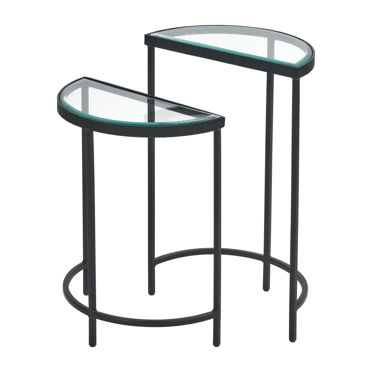 Marazzi Half Moon Side Tables, Bevelled Glass Black – image 7