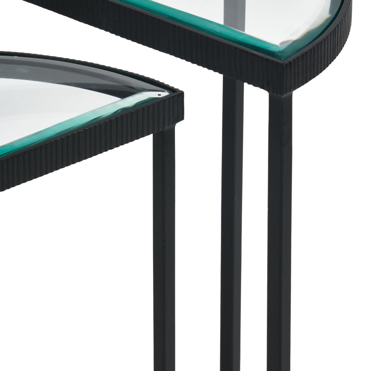 Marazzi Half Moon Side Tables, Bevelled Glass Black – image 8