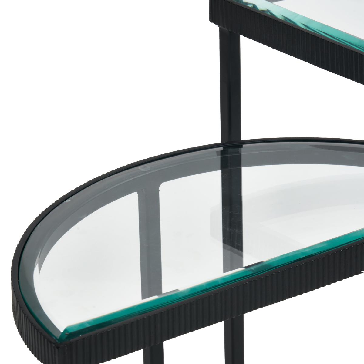 Marazzi Half Moon Side Tables, Bevelled Glass Black – image 9