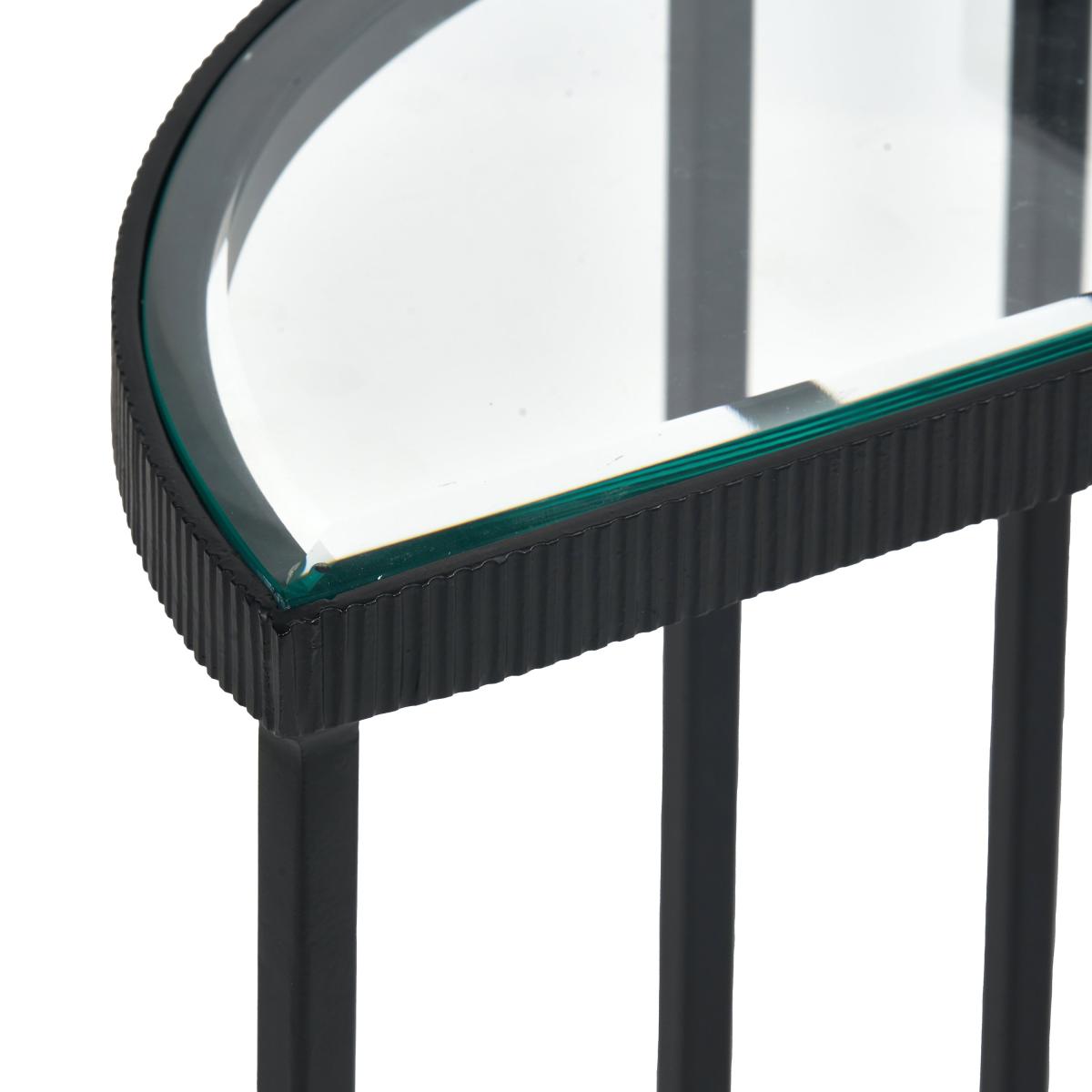 Marazzi Half Moon Side Tables, Bevelled Glass Black – image 10