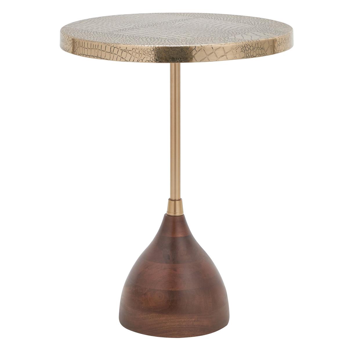Caiman Antique Brass Croc Effect Side Table Brass – image 2