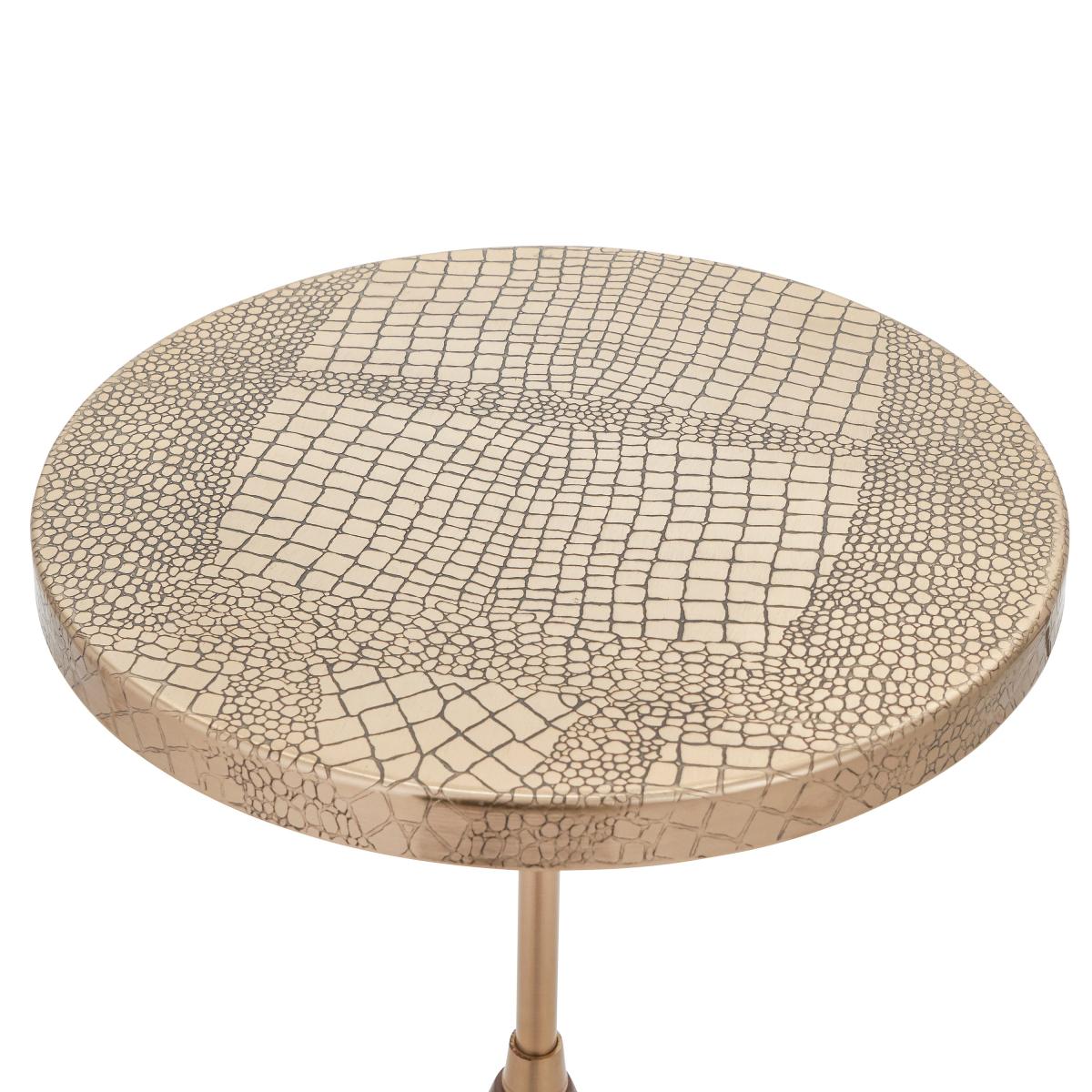 Caiman Antique Brass Croc Effect Side Table Brass – image 3