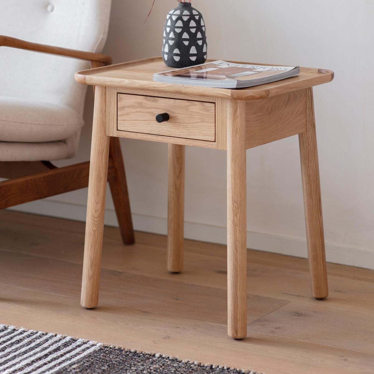 Kalia 1 Drawer Side Table Natural – image 2
