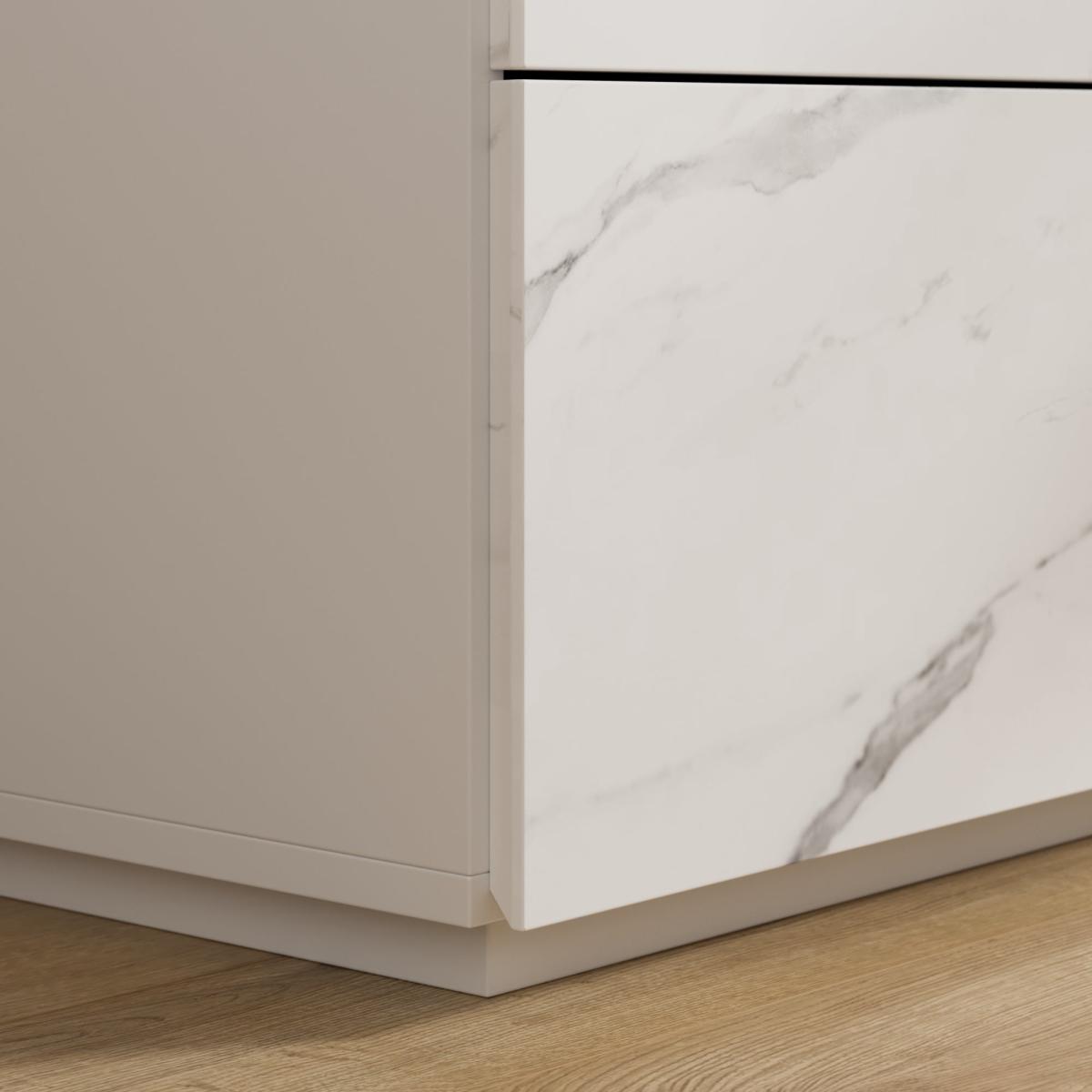 Viola 2 Drawer Bedside Table, White Marble Effect White – image 5