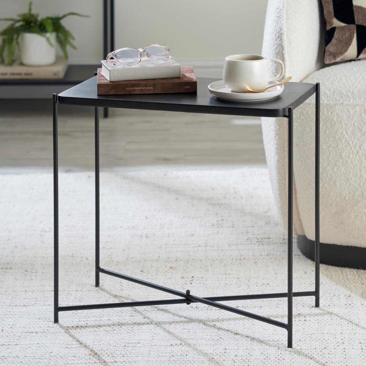 Atazar Rectangular Folding Side Table Black