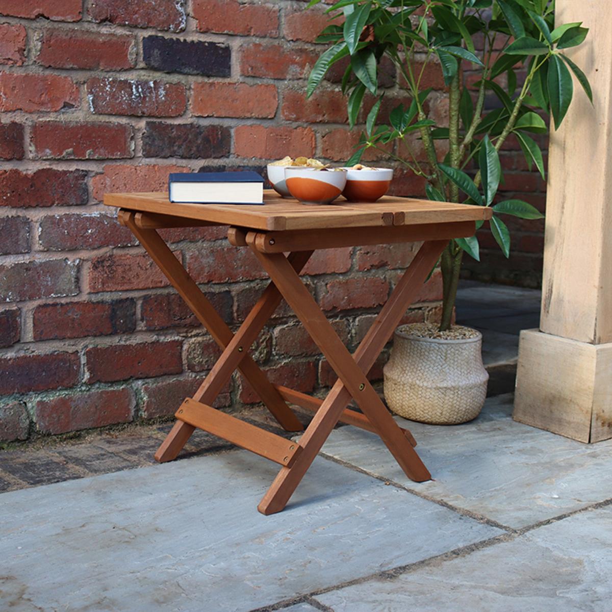 Mini Folding Garden Side Table Natural – image 2