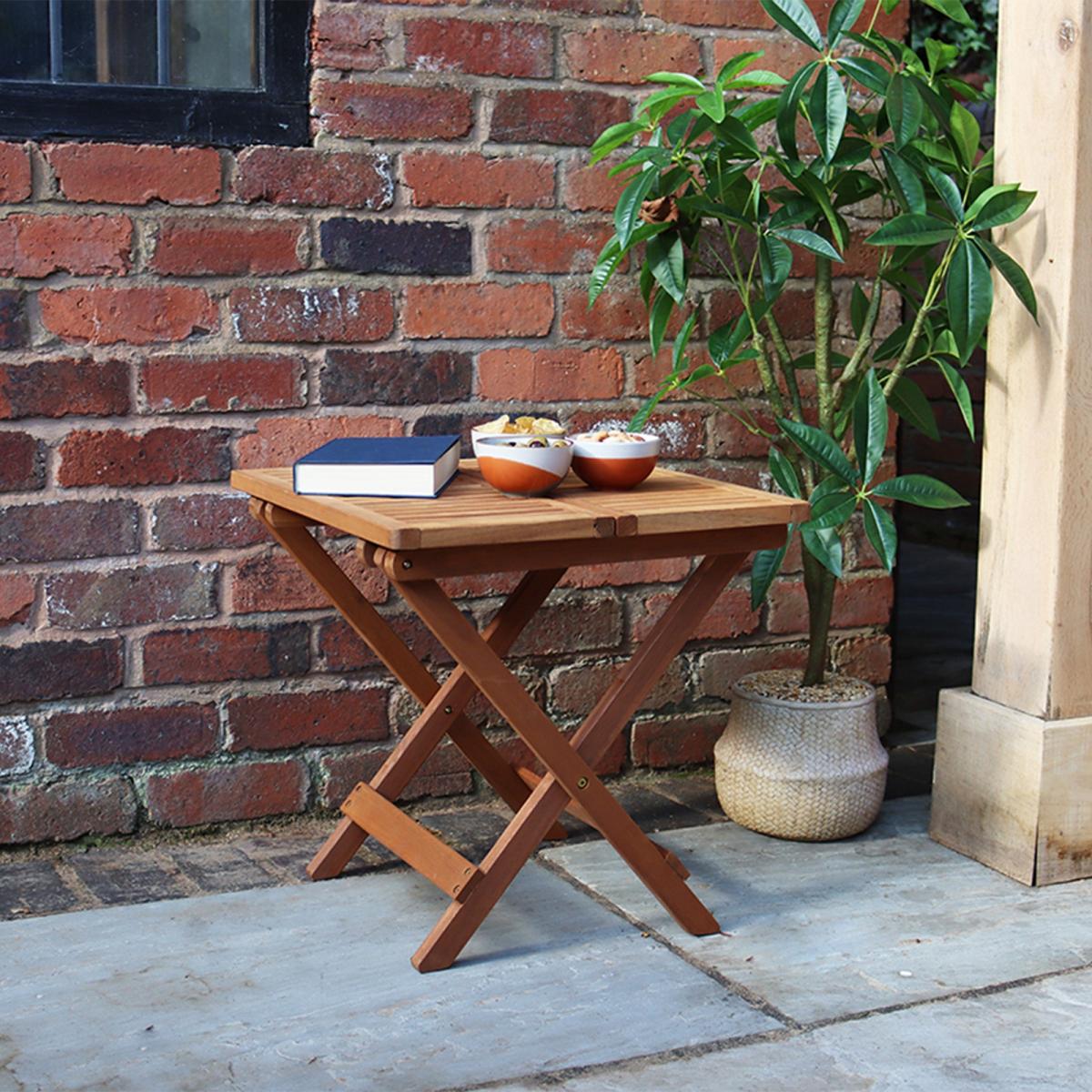 Mini Folding Garden Side Table Natural – image 3
