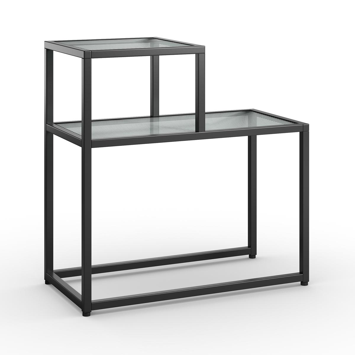 Stannis Sofa Side Table Black, Ribbed Glass Black – image 2