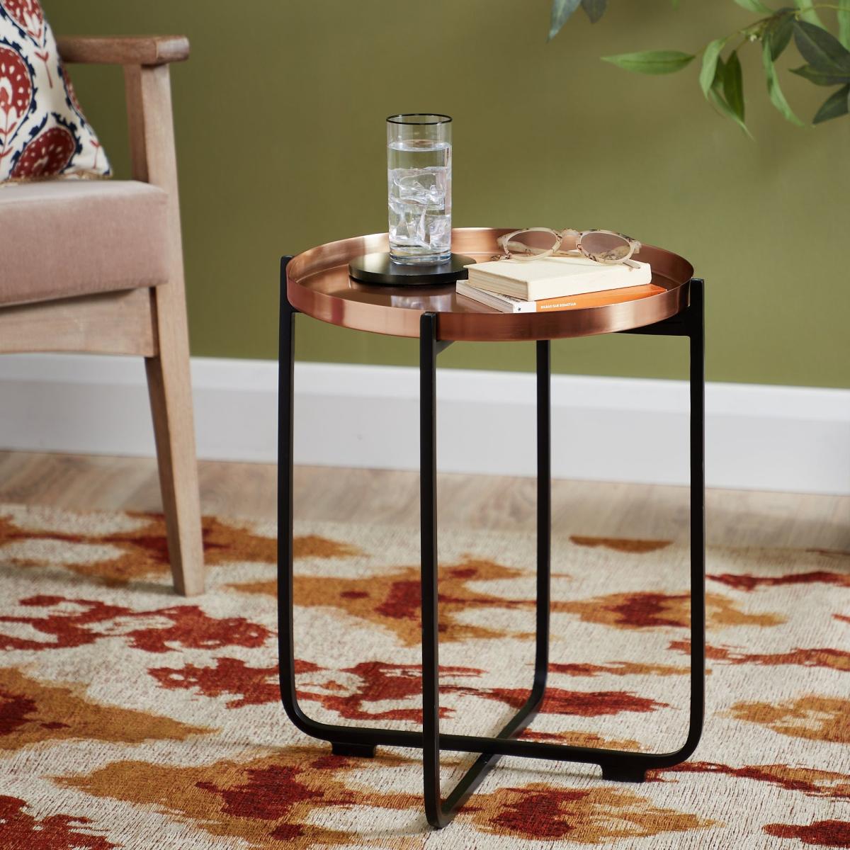 Tiana Side Table Metallic Effect Brown – image 1