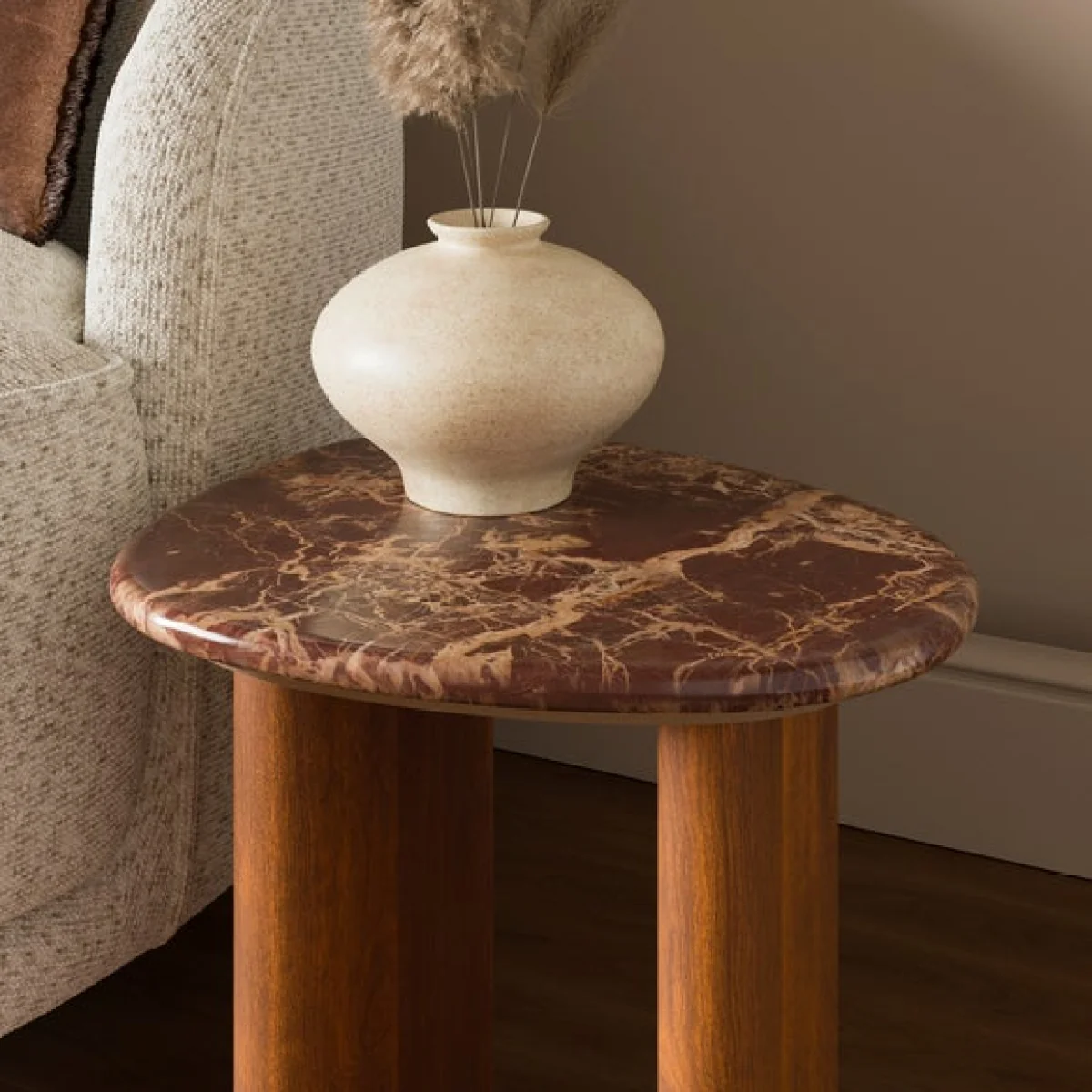 Pondus Side Table, Real Cherry Marble and Mango Wood – image 2