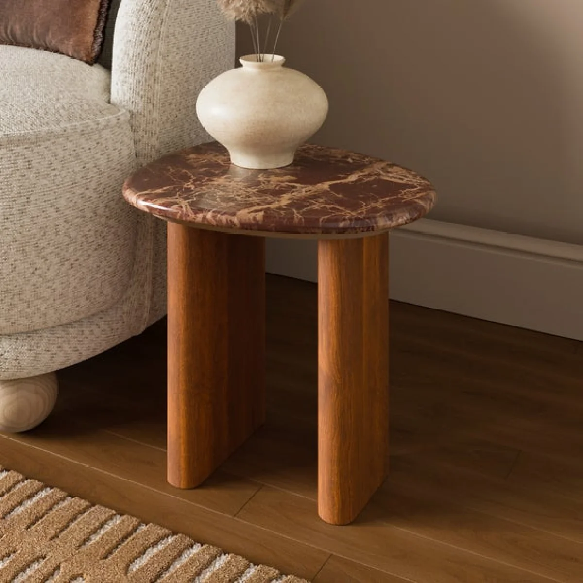 Pondus Side Table, Real Cherry Marble and Mango Wood – image 1