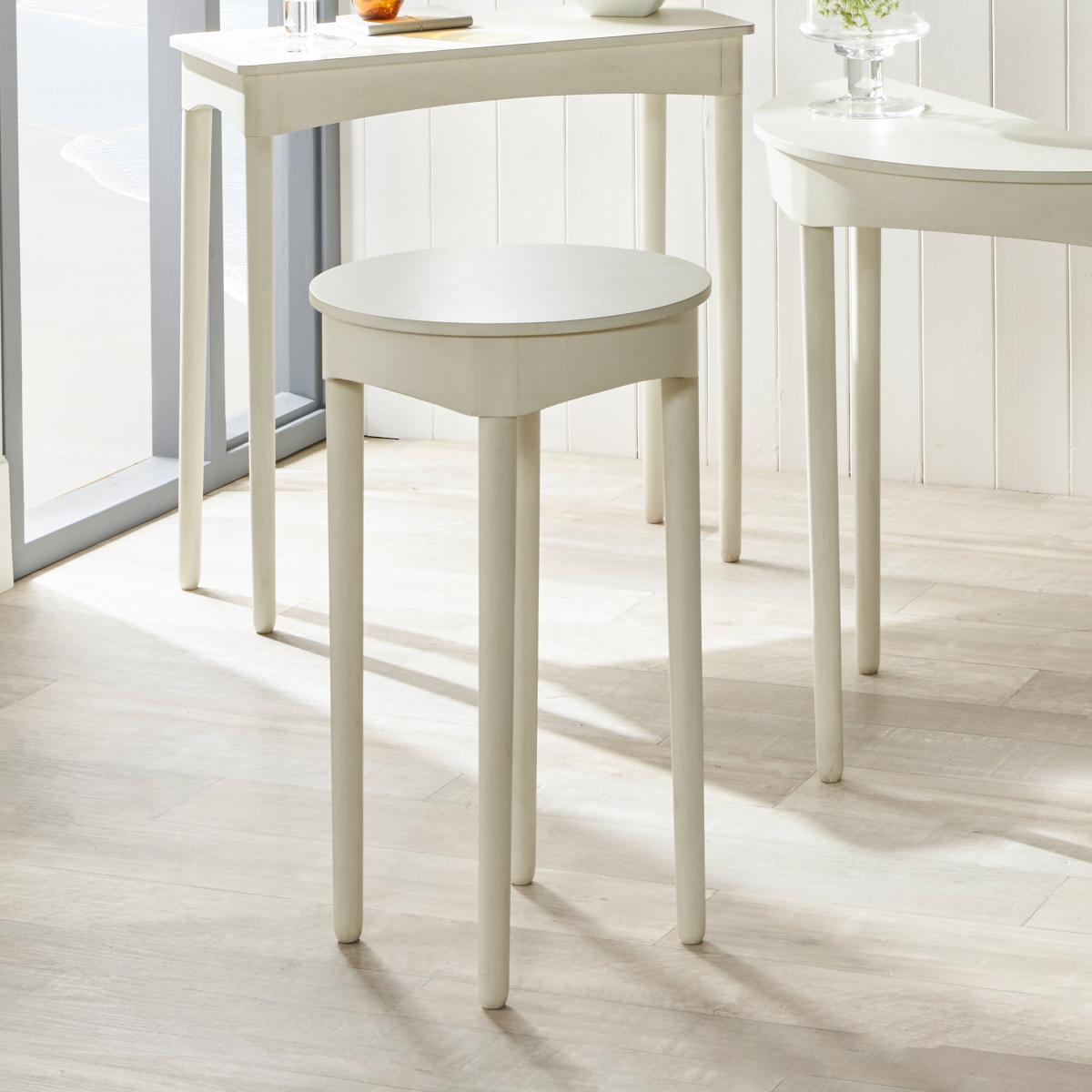 Pacific Naha Round Side Table, Painted Pine Cream – image 1