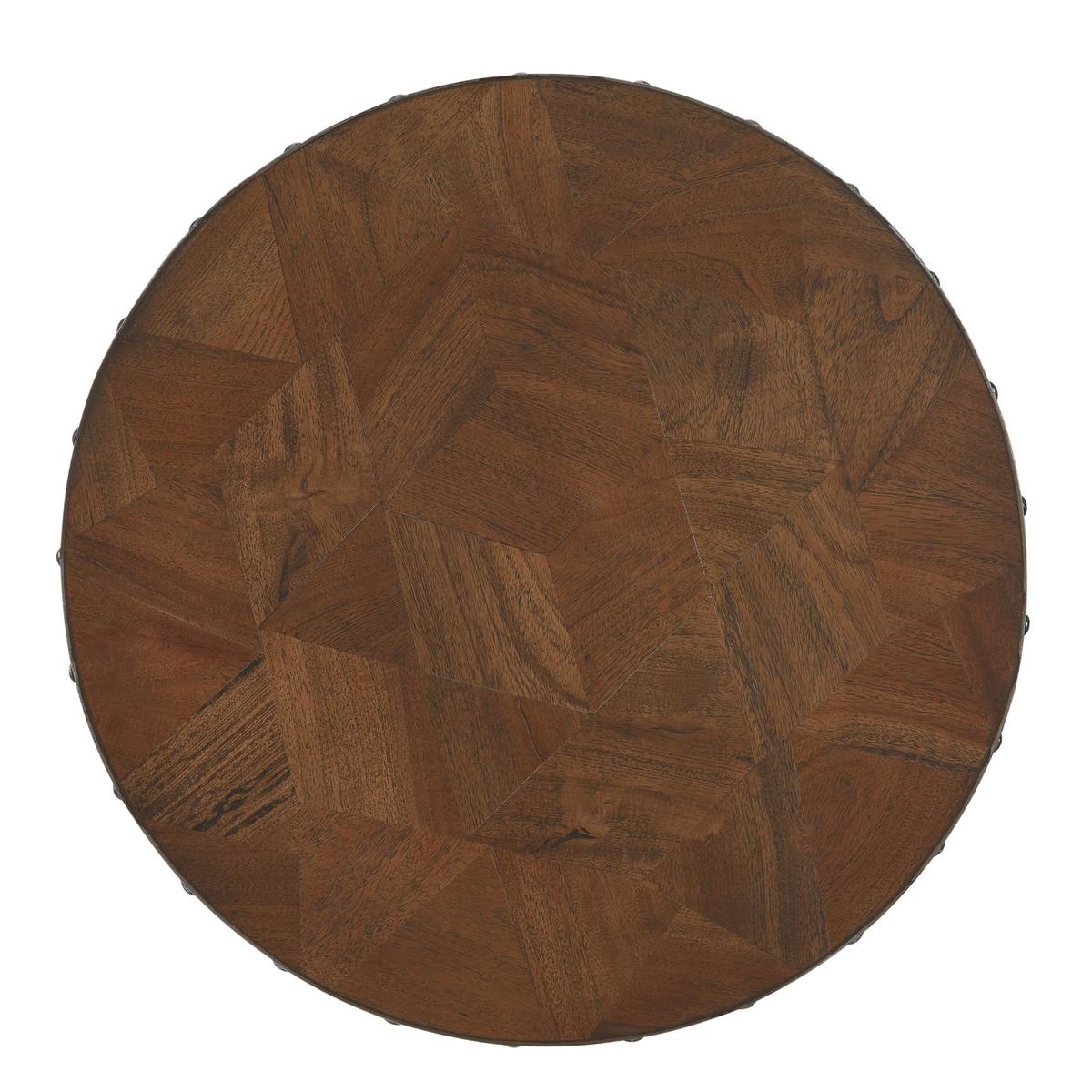 Farringdon Acacia Drum Side Table Brown – image 2