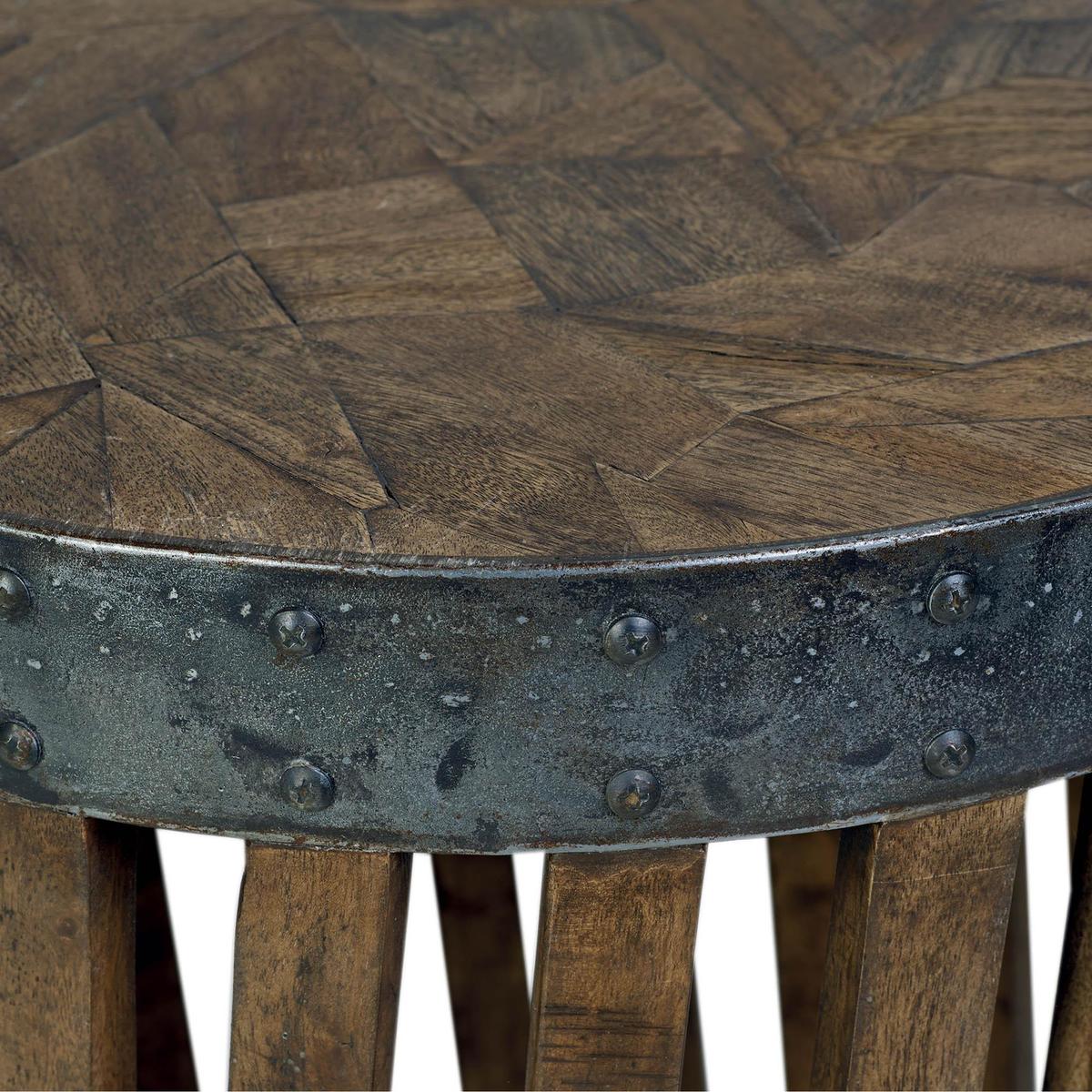 Farringdon Acacia Drum Side Table Brown – image 3