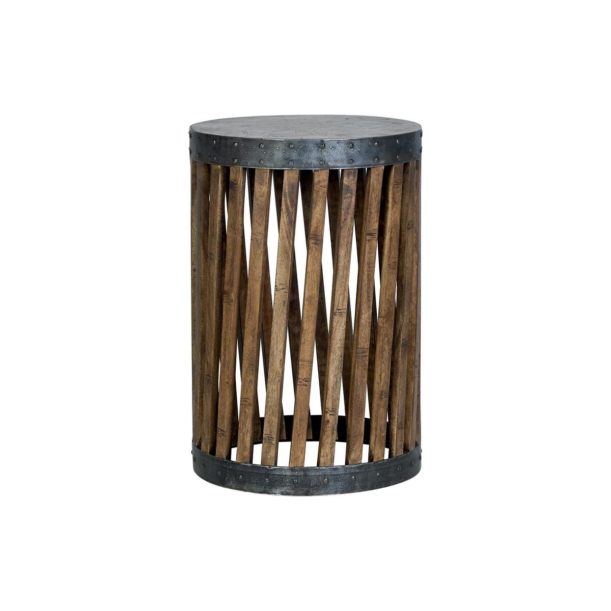 Farringdon Acacia Drum Side Table Brown – image 1