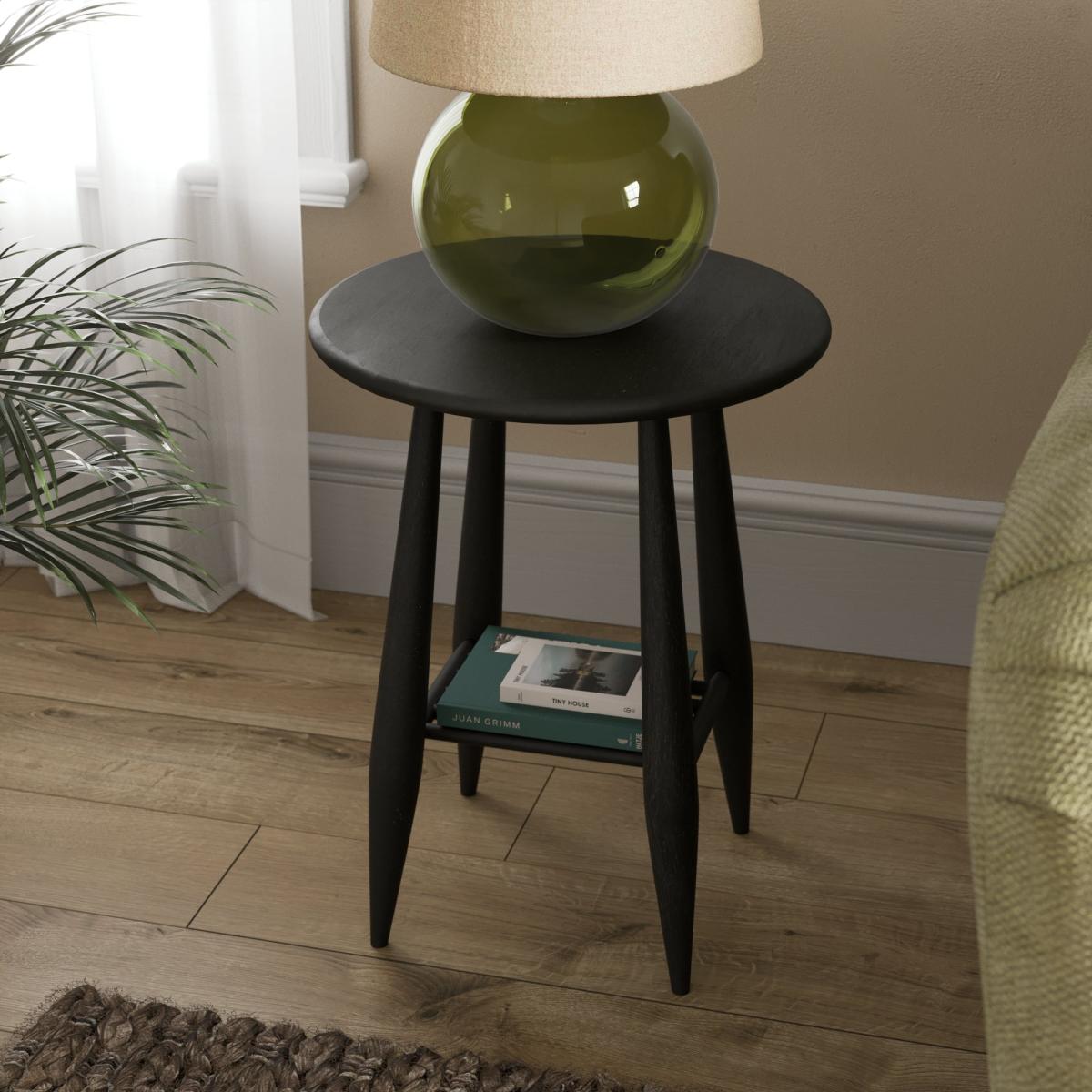 Haider Side Table, Acacia Wood Black – image 2