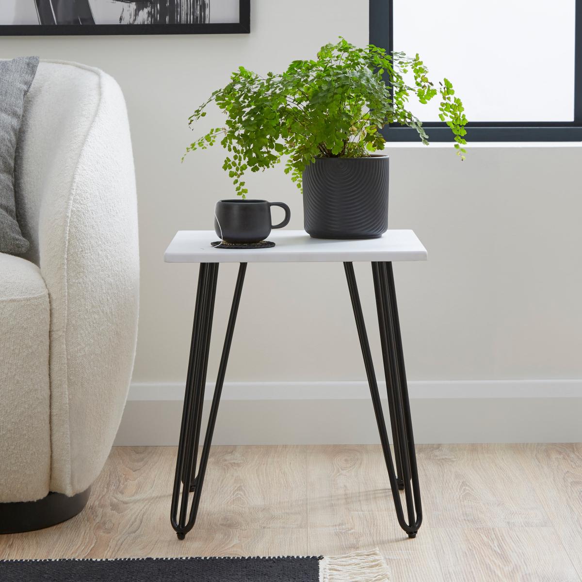 Bella Hairpin Leg Side Table White – image 1