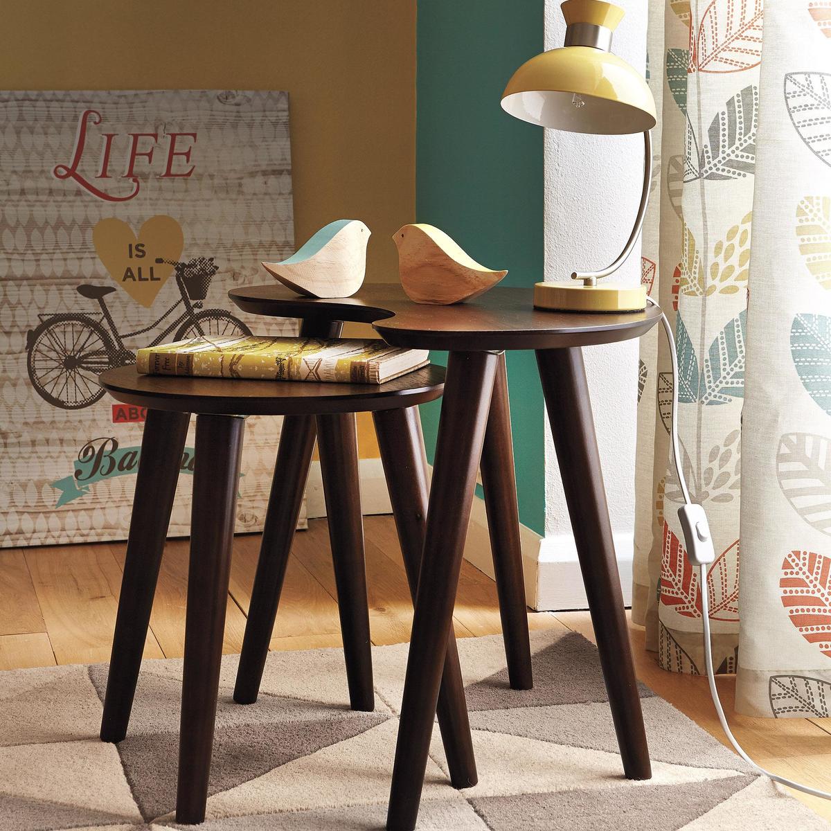 Skandi Walnut Nest of Tables Chocolate Brown – image 3