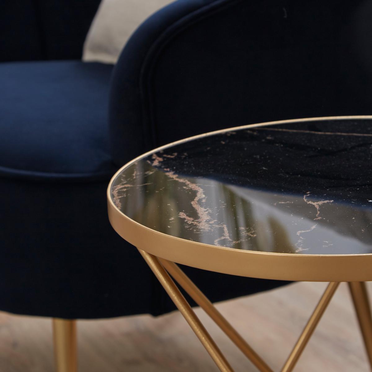 Zoey Black Marble Effect Side Table Black – image 2