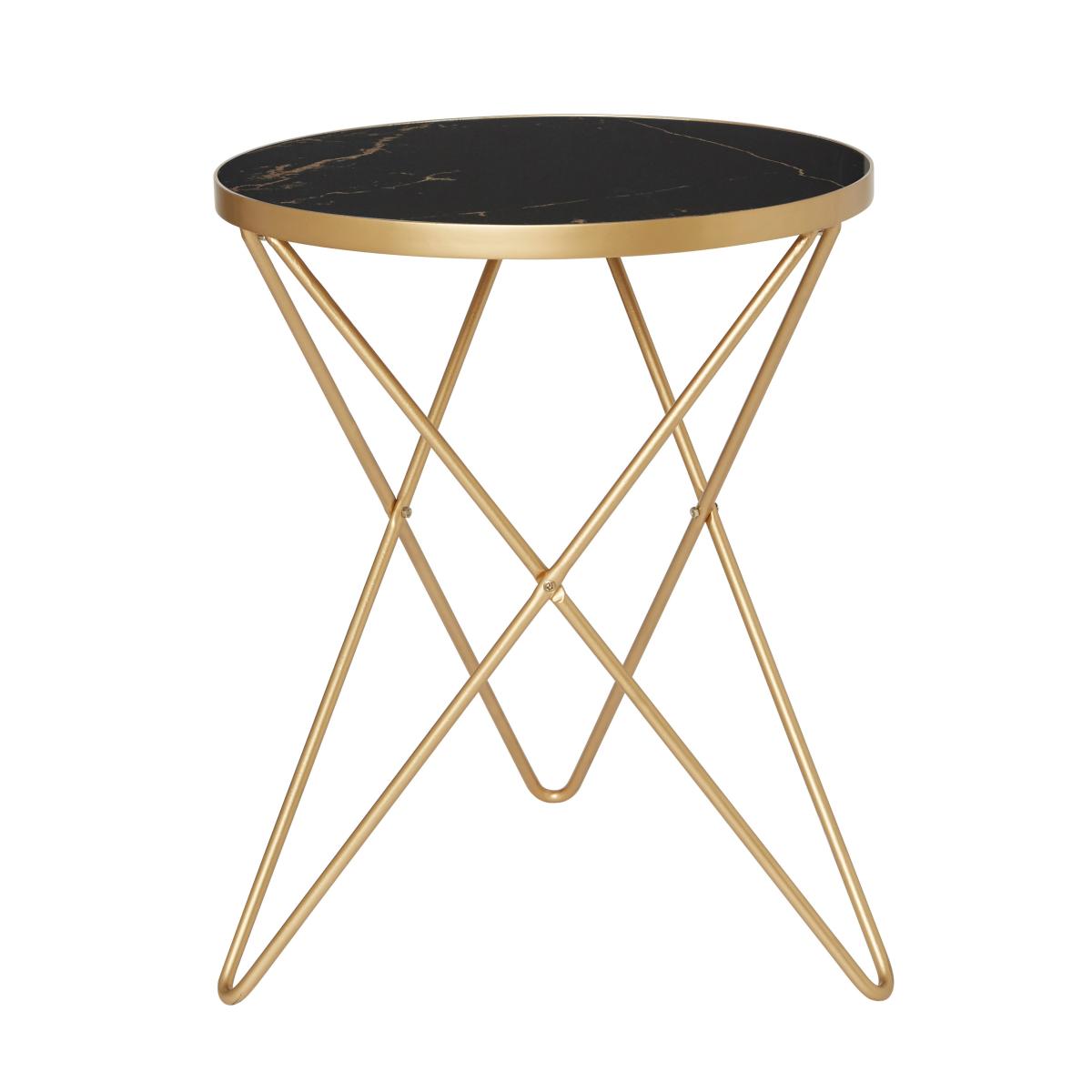 Zoey Black Marble Effect Side Table Black – image 3