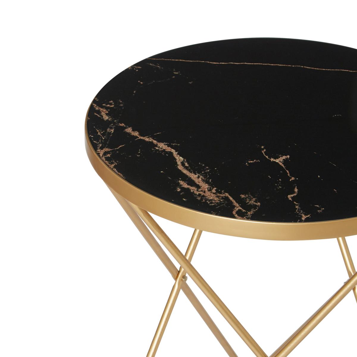 Zoey Black Marble Effect Side Table Black – image 4