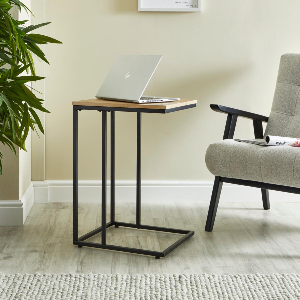 Charlie Oak Effect Side Table Brown – image 2