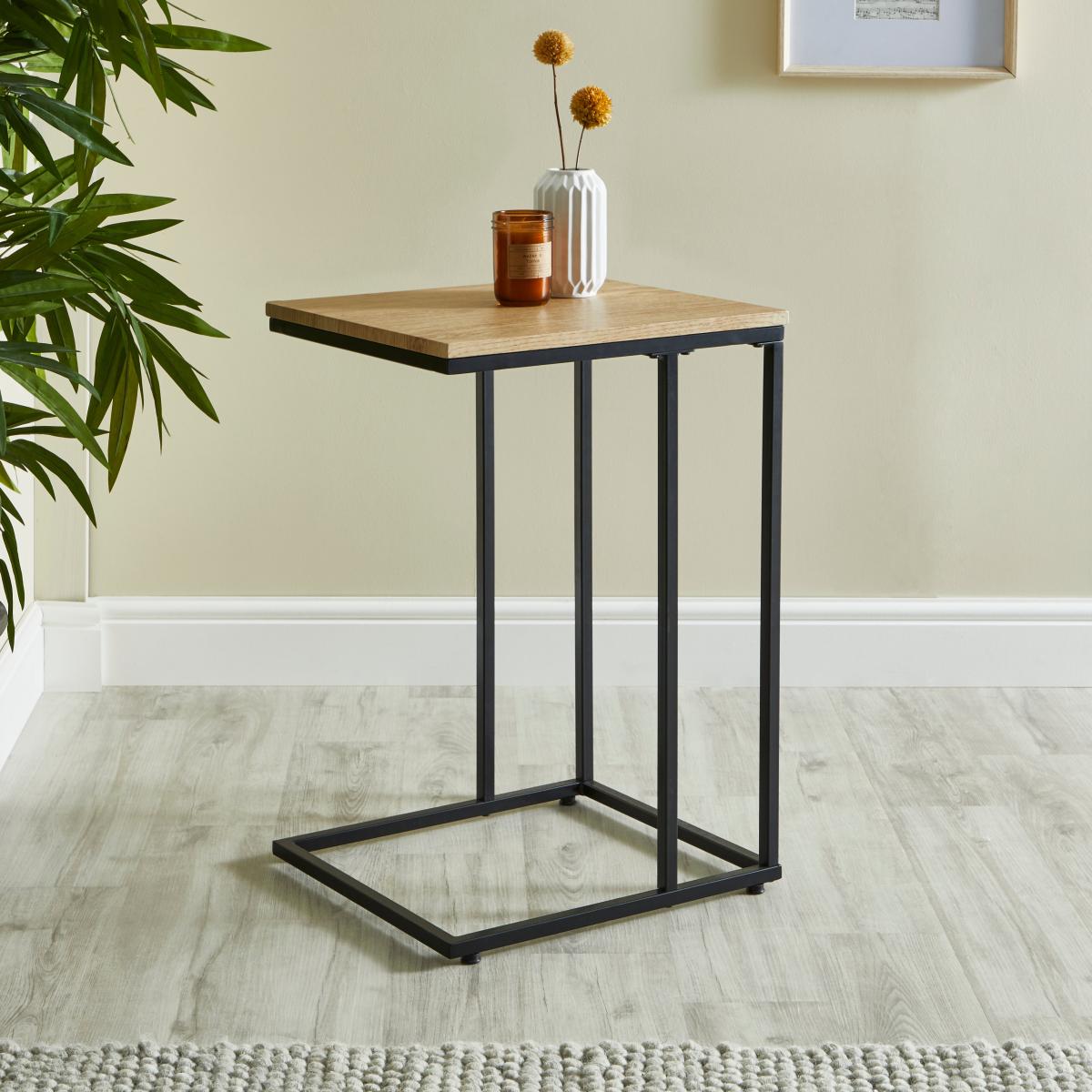 Charlie Oak Effect Side Table Brown – image 3