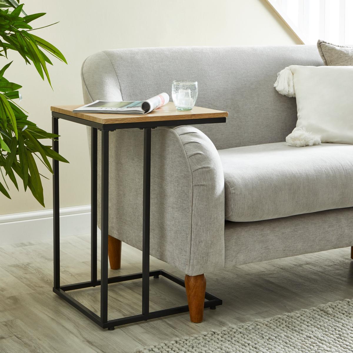 Charlie Oak Effect Side Table Brown – image 1