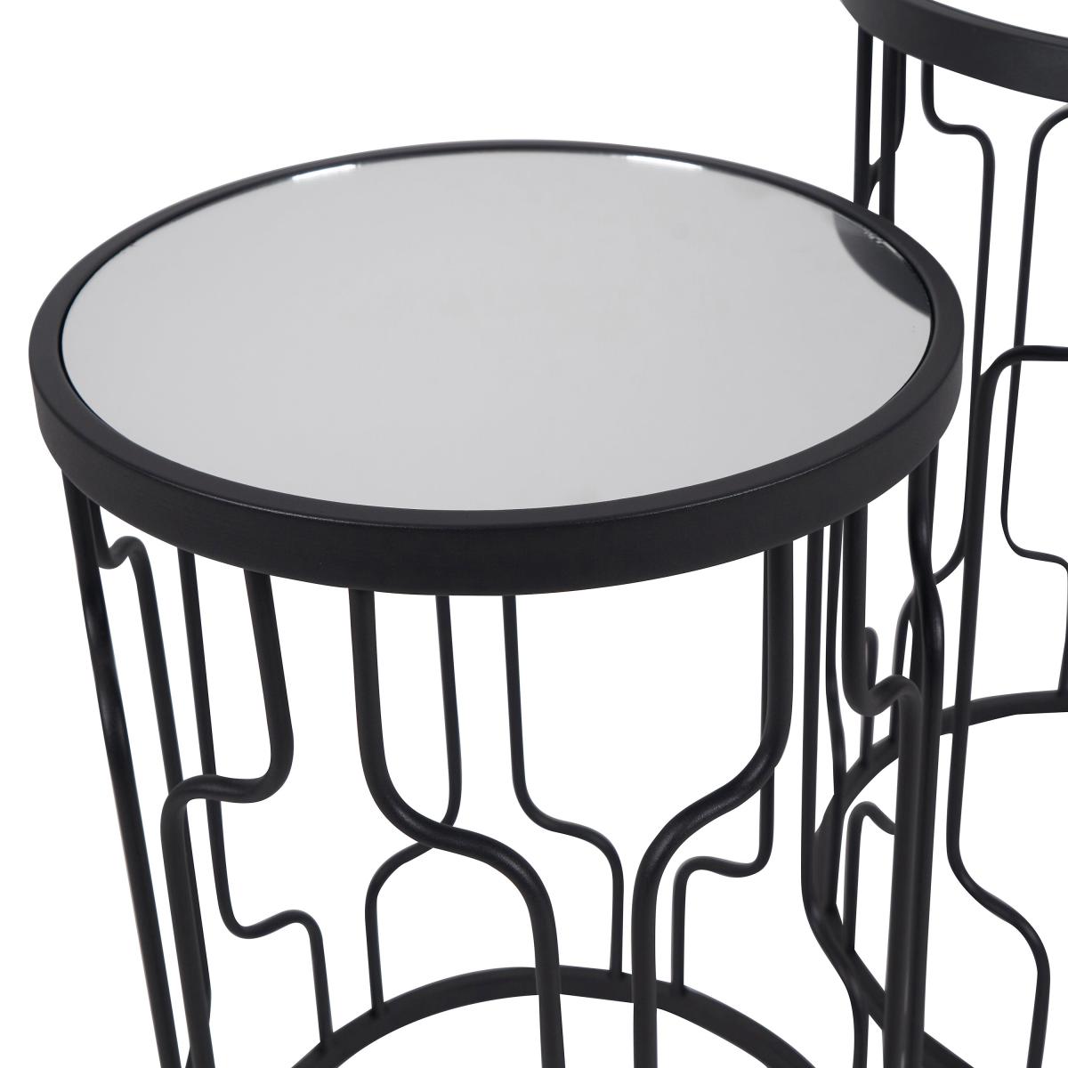 Set of 2 Caprisse Mirrored Glass Side Tables Black – image 3