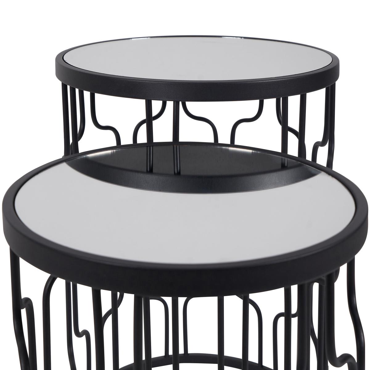 Set of 2 Caprisse Mirrored Glass Side Tables Black – image 5