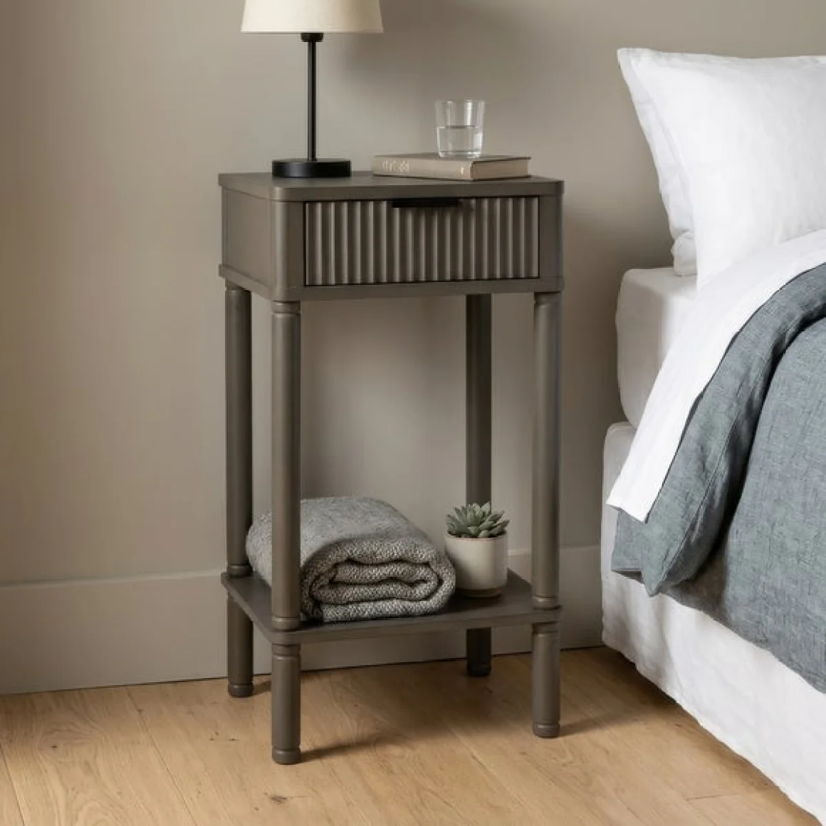 Molly 1 Drawer Ribbed Side Table – image 1