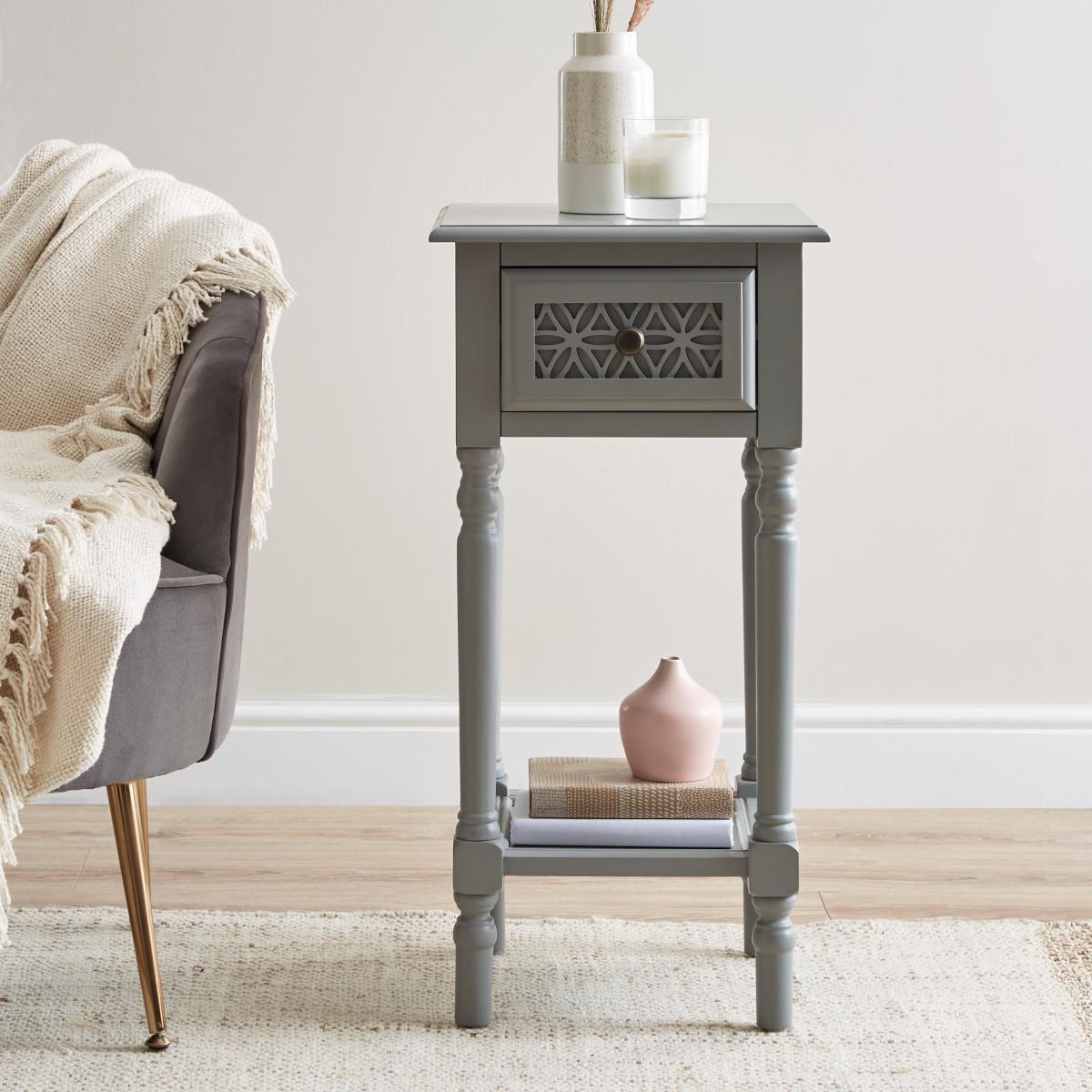 Carys Tall Side Table Grey – image 1