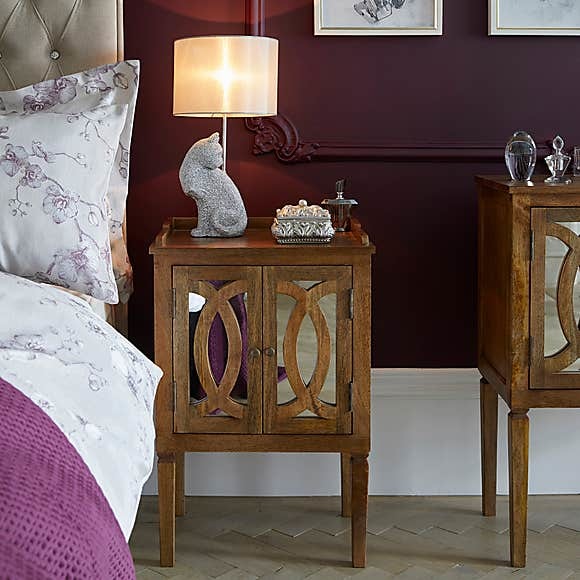 Kiera Mirrored Side Table Light Brown – image 2