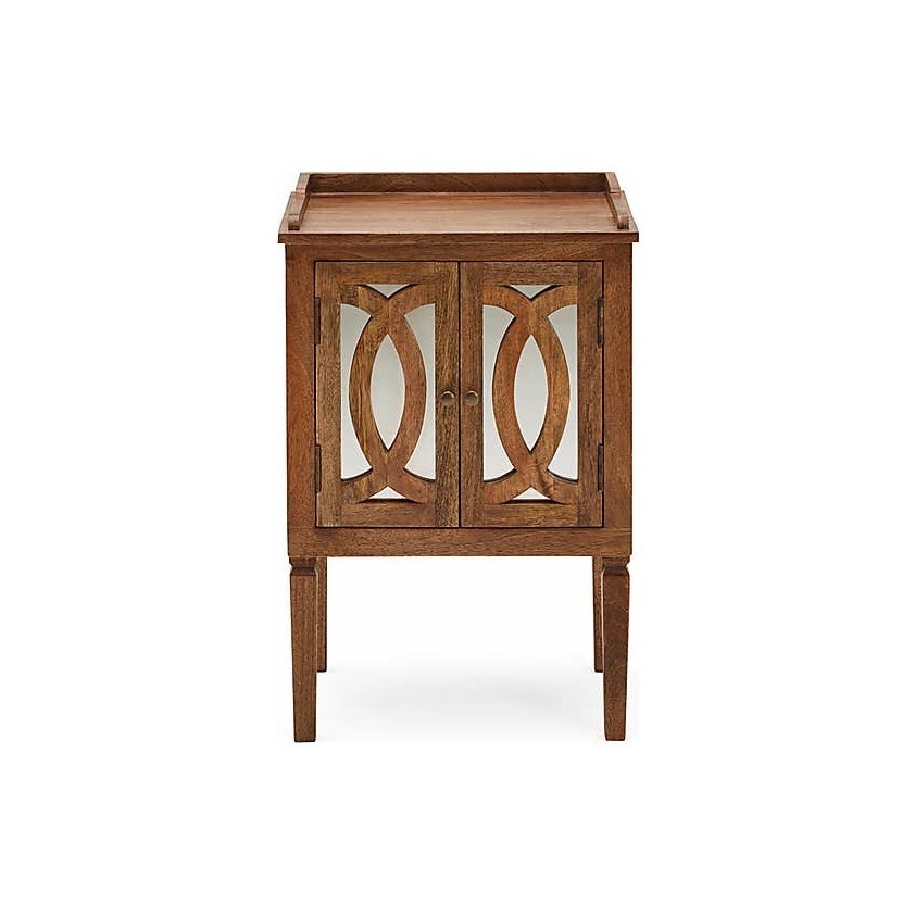 Kiera Mirrored Side Table Light Brown – image 1