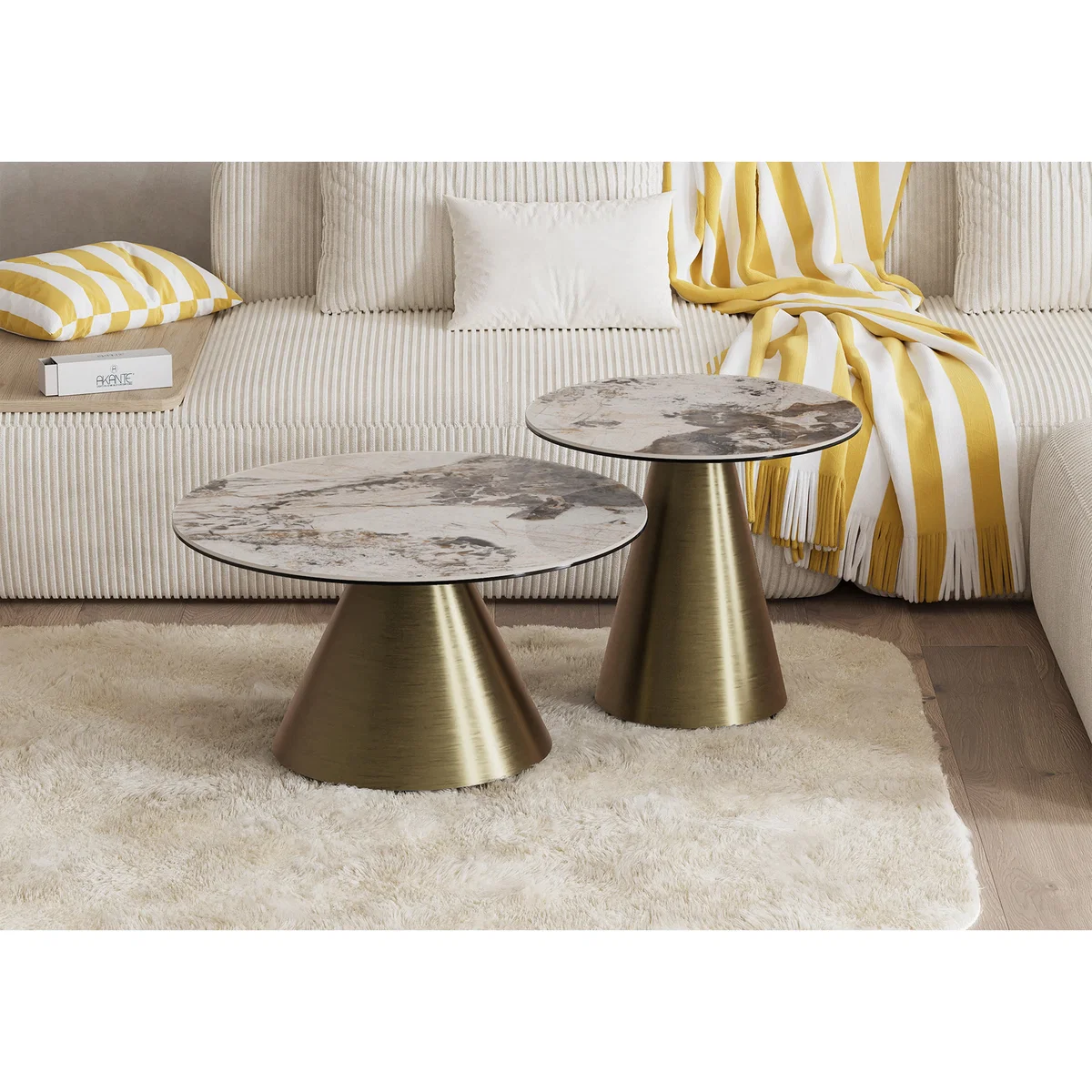 Akante - Amorim Round Lamp Table with Bronze Base – image 2